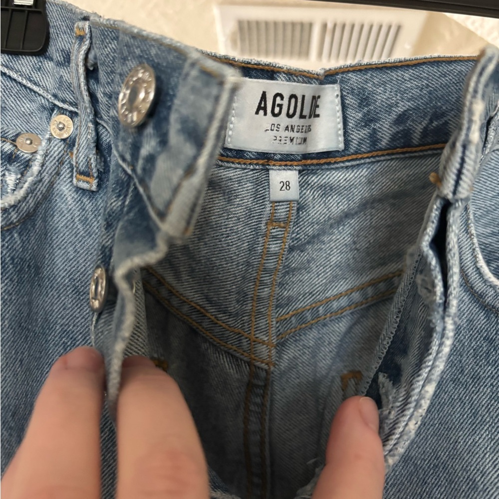 Agolde Light Blue High-Rise Button-Fly Jeans